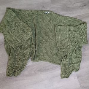 Olive Green Women's Crochet Sweater